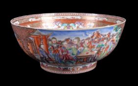 A Chinese export 'Famille Rose' Mandarin Palette punch bowl