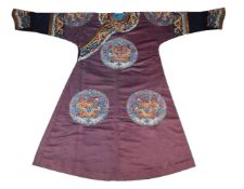 A rare Imperial Chinese eight dragon roundel robe