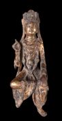 A Chinese gilt bronze figure of a Guanyin