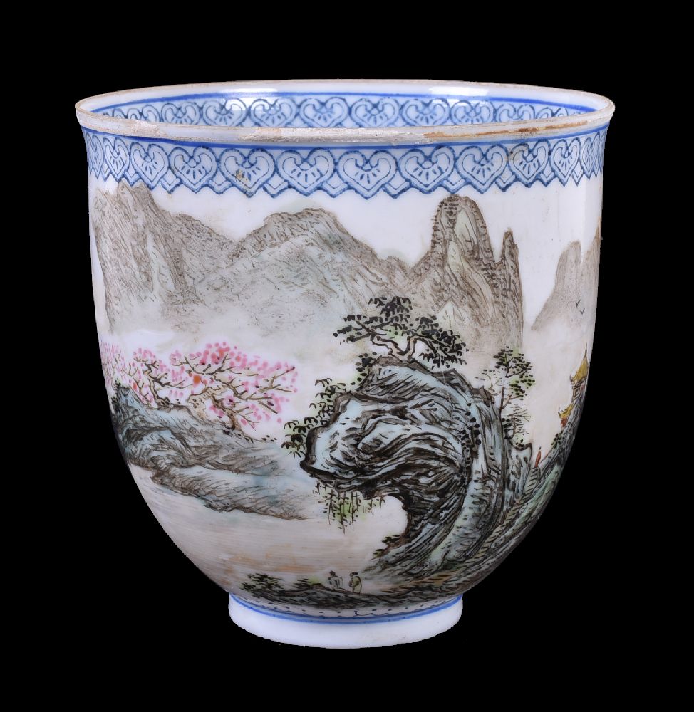 A Chinese famille-rose eggshell cup