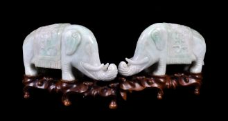 A pair of Chinese jadeite elephants