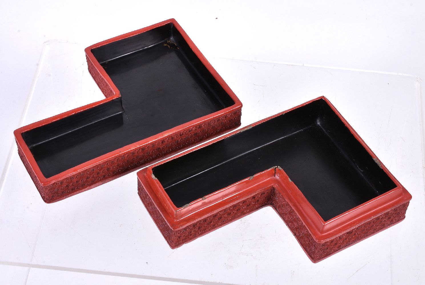 A Chinese Cinnabar shaped box and cover - Image 3 of 4