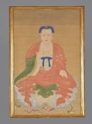 A painting on silk depicting Buddha