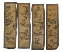 A set of four Chinese kesi silk panels