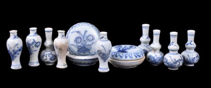 Nine Ca Mau Shipwreck blue and white baluster doll's house vases