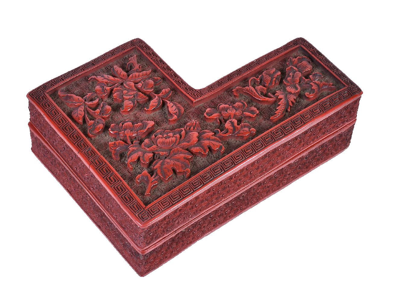 A Chinese Cinnabar shaped box and cover - Image 2 of 4