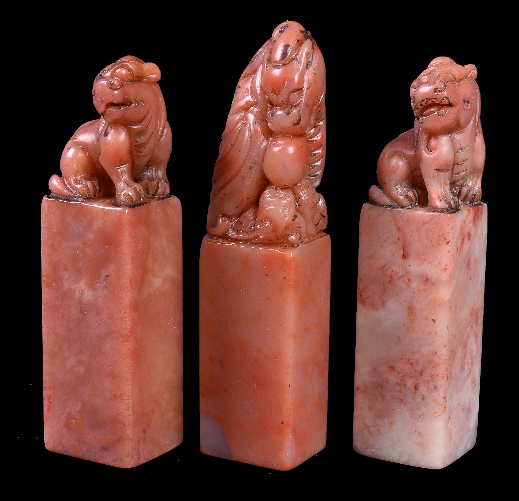 A group of three Chinese soapstone seals