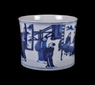 A Chinese blue and white Transitional style brush vase