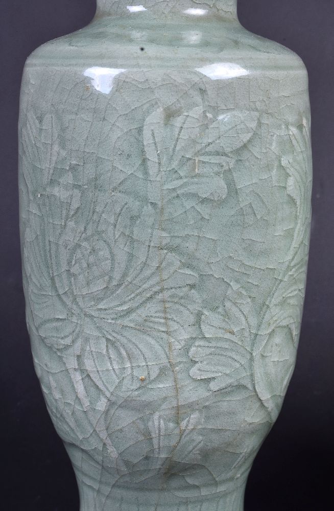 Two Chinese celadon-glazed Longquan-type vases - Image 4 of 7