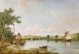 Alfred Vickers Senior (British 1786-1868)The River Medina at Newport, Isle of Wight
