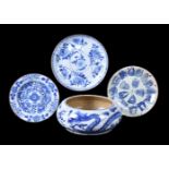 A Chinese blue and white 'Dragon and Phoenix' bowl