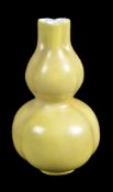 A Chinese yellow double gourd-shape vase