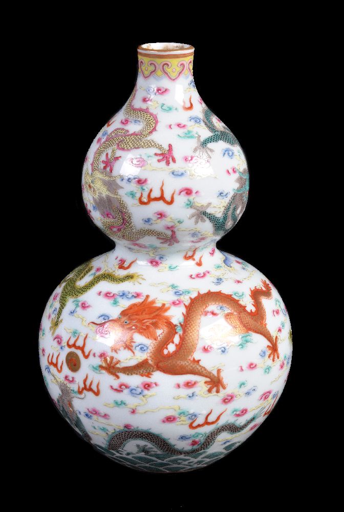 A Chinese famille-rose double gourd-form vase - Image 2 of 4