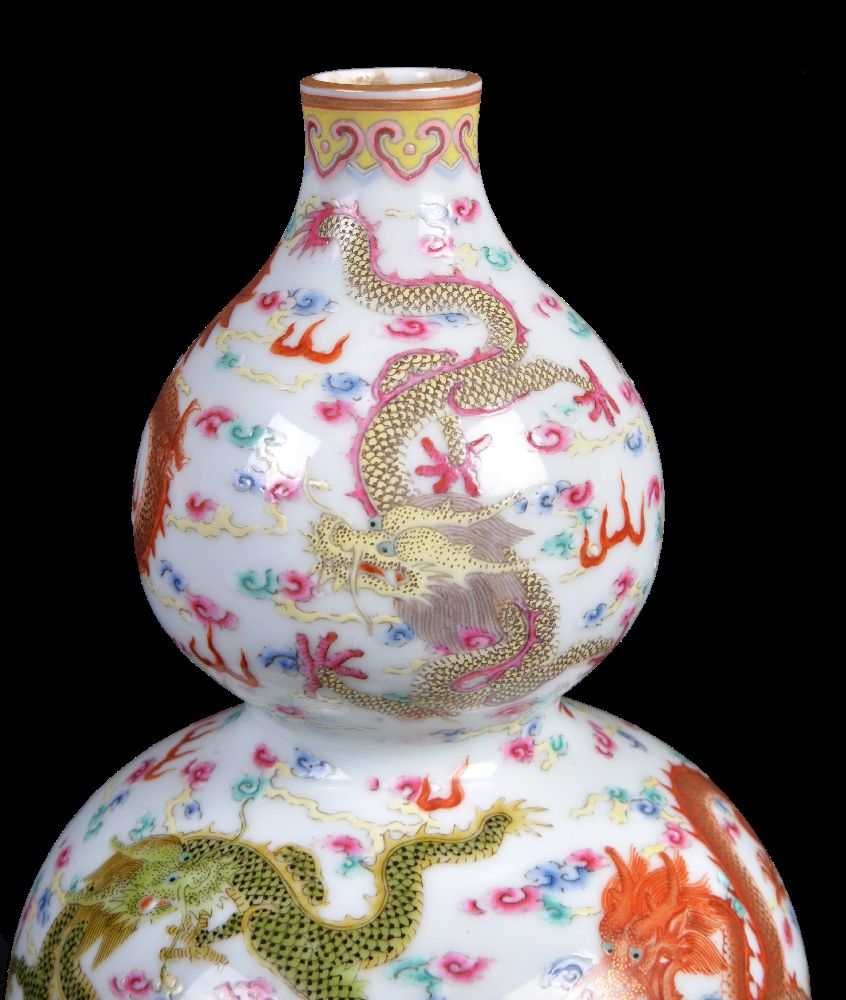 A Chinese famille-rose double gourd-form vase - Image 4 of 4