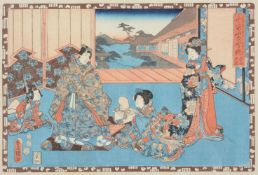 Utagawa Kunisada (known as Toyokuni III) (1786-1865): A group of five ukiyo-e woodblock oban yoko-e