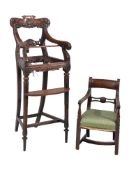 An Anglo-Indian padouk wood child's high armchair