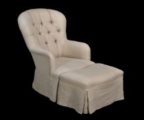 A chenille upholstered nursing chair in Victorian style