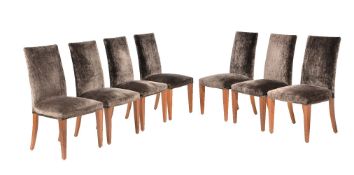David Linley, a set of twelve velvet upholstered standard dining chairs
