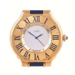 Cartier, Must de Cartier, a gilt metal travel alarm clock