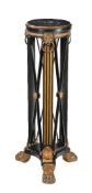 An ebonised and parcel gilt torchere stand