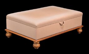 An ash and upholstered ottoman