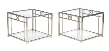 A pair of chrome framed occasional tables