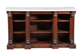 ϒ A rosewood and marble topped open bookcase