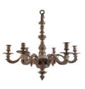 A gilt bronze six light chandelier in Régence taste