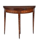 A Dutch mahogany and marquetry inlaid card table