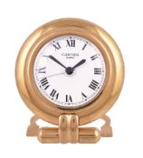 Cartier, Colisee, a gilt metal travel alarm clock