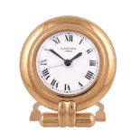 Cartier, Colisee, a gilt metal travel alarm clock