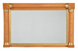 A William IV bird's-eye maple and parcel gilt overmantel wall mirror