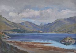 Harold Frank Wallace (British 1881-1962) Highland view over a loch