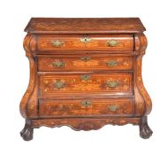 A Dutch walnut and marquetry inlaid chest of drawers