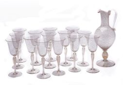 A modern Murano clear and gilt part table service