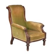 A Victorian mahogany and upholstered armchair