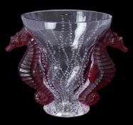 Lalique, Cristal Lalique, Poseidon Rouge, a limited edition 'Poseidon Rouge' vase