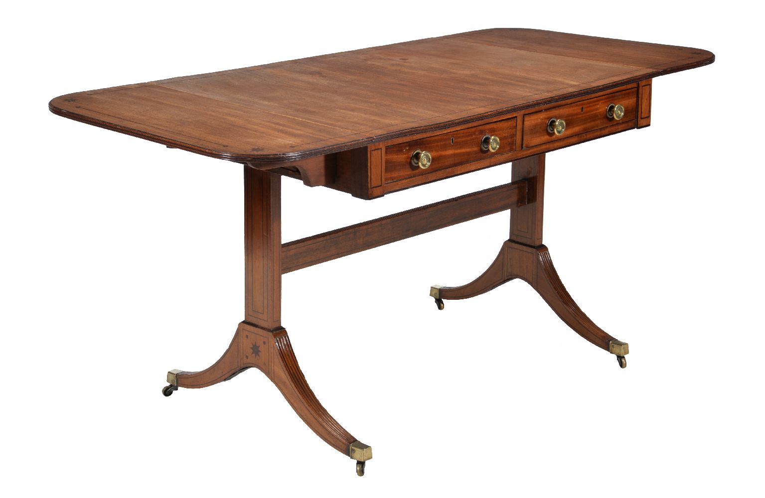 ϒ A Regency mahogany and ebony strung sofa table - Image 4 of 5