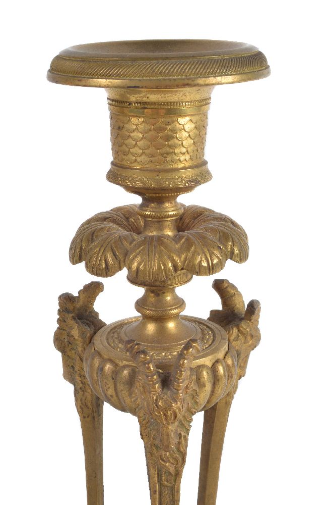 A pair of gilt metal and dove grey marble mounted candlesticks in Louis XVI style - Image 2 of 3