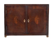 ϒ A George III mahogany, marquetry, and ivory inlaid table top collector's cabinet