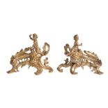 A pair of gilt bronze figural chenets in Louis XV taste