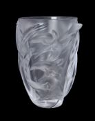 Lalique, Cristal Lalique, Martinet, a frosted glass vase