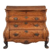 A Dutch walnut and floral marquetry chest of drawers