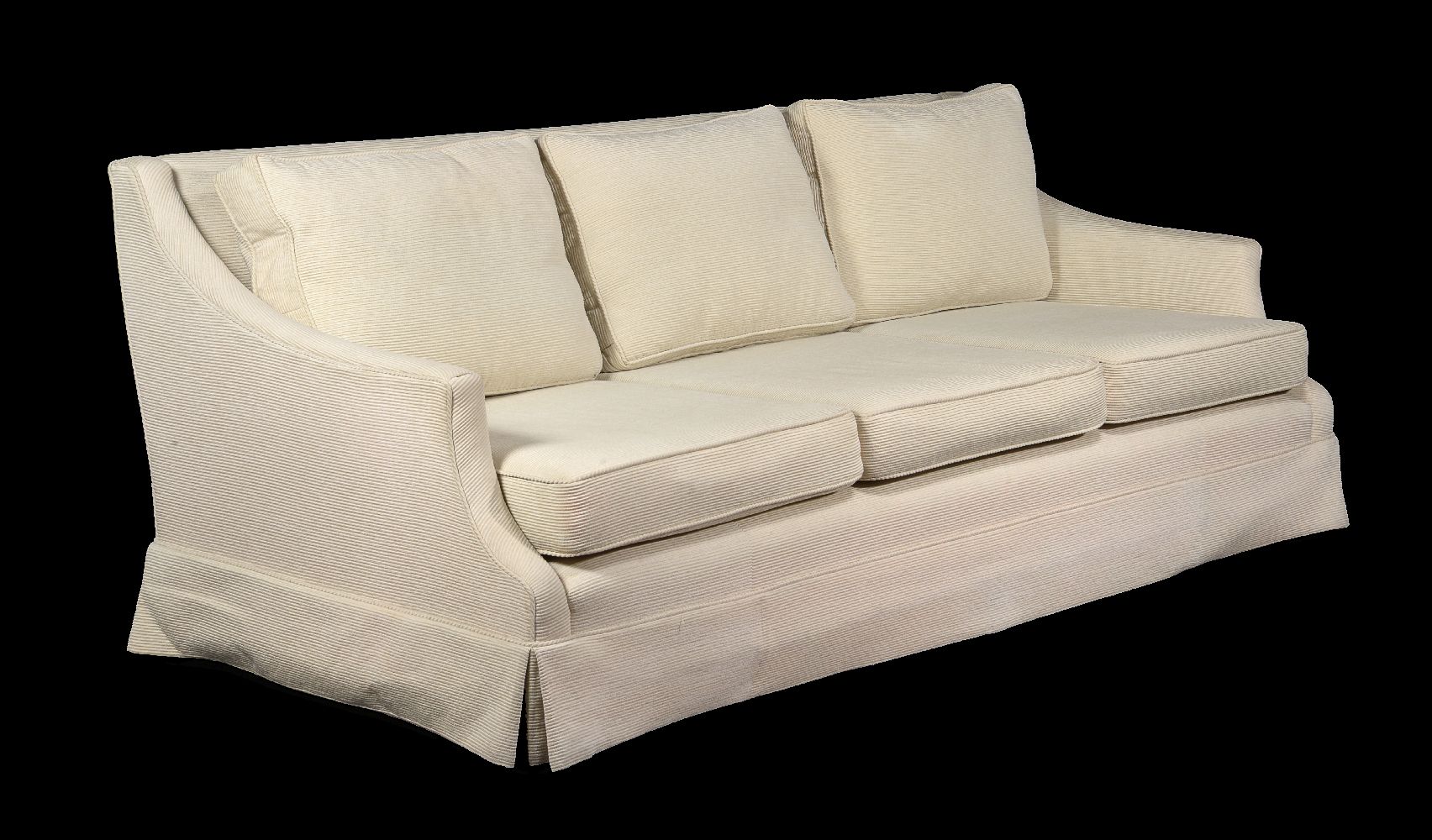 A pair of George Smith beige striped chenille upholstered sofas