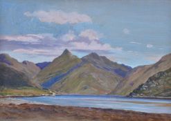 Harold Frank Wallace (British 1881-1962) Highland view over a loch