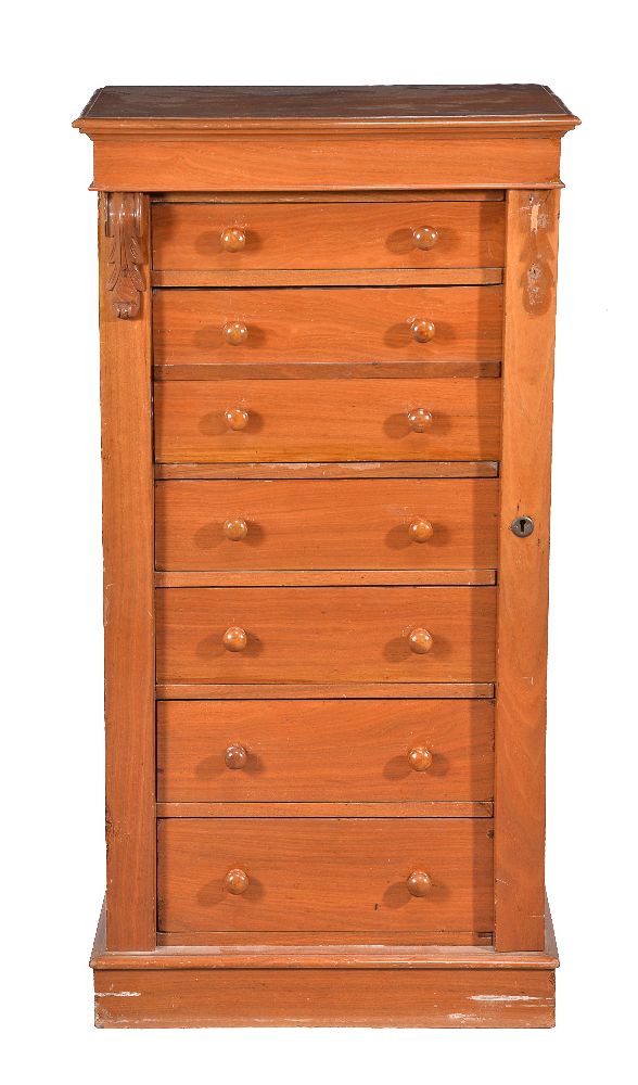 A Victorian walnut secretaire Wellington chest