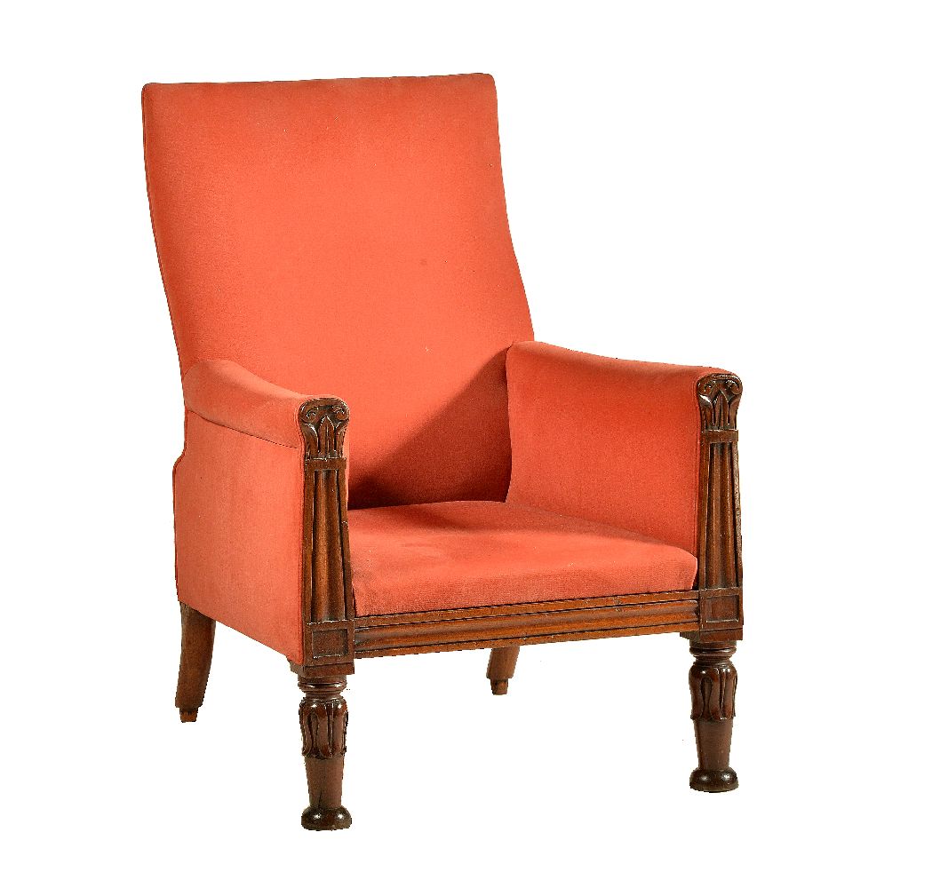 A William IV mahogany and upholstered armchair