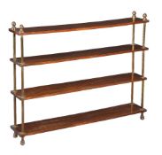 A flight of mahogany and brass mounted bookshelves