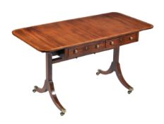 A George III mahogany and satinwood banded sofa table