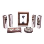 David Linley, a group of walnut and white metal clad items